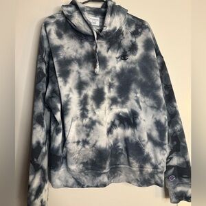 Champion Men's Black and Gray Tie-Dye Hoodie